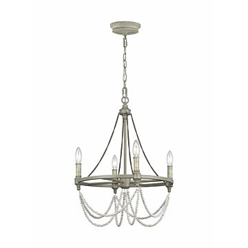 Beverly Four Light Chandelier in French Washed Oak   Distressed White Wood by Visual Comfort Studio