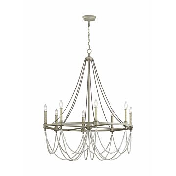Beverly Eight Light Chandelier in French Washed Oak   Distressed White Wood by Visual Comfort Studio