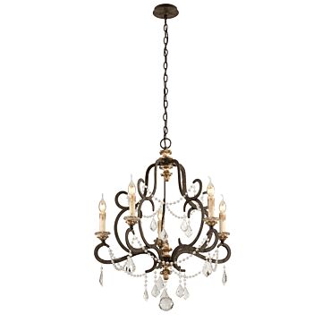 Bordeaux Five Light Chandelier in Parisian Brnze W Distr Gold Le by Troy Lighting