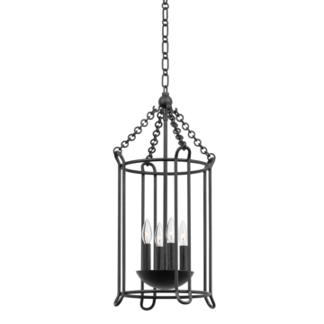 Lassen Four Light Lantern in Black Iron by Troy Lighting