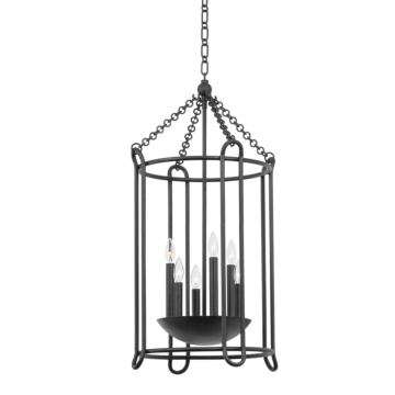 Lassen Six Light Lantern in Black Iron by Troy Lighting