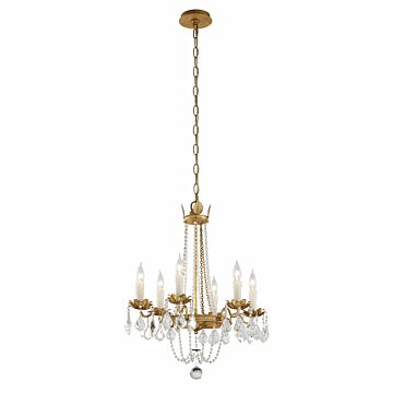 Viola Six Light Chandelier in Vintage Gold Leaf by Troy Lighting