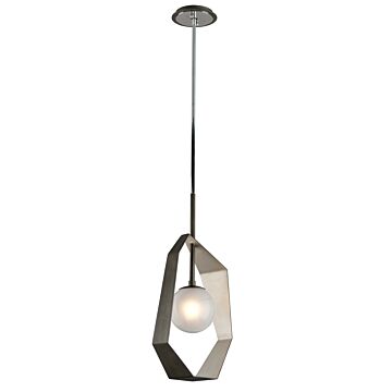 Origami One Light Pendant in Graphite With Silver Leaf by Troy Lighting