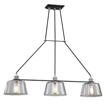 Audiophile 3-Light Island Pendant in Old Silver Polished Aluminum