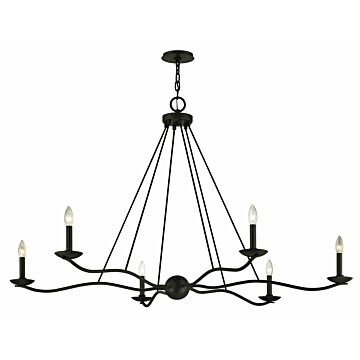 Sawyer Six Light Chandelier in Forged Iron by Troy Lighting