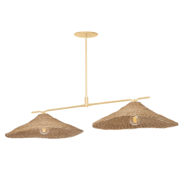 Valier Two Light Island Pendant in Vintage Gold Leaf by Troy Lighting