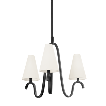 Melor Three Light Chandelier in Forged Iron by Troy Lighting