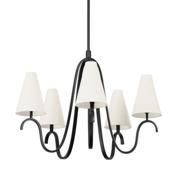 Melor Five Light Chandelier in Forged Iron by Troy Lighting