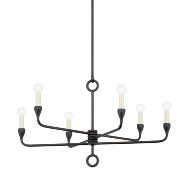 Orson Six Light Chandelier in Black Iron by Troy Lighting