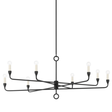 Orson Eight Light Chandelier in Black Iron by Troy Lighting
