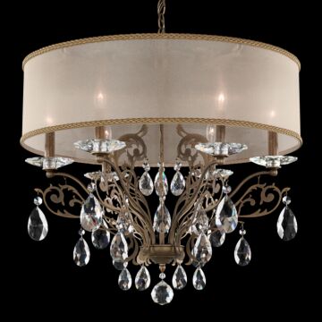 Schonbek Filigrae 6 Light Chandelier in Etruscan Gold with Clear Heritage Crystals