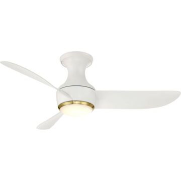 Modern Forms Corona 44" Flush Mount Ceiling Fan in Matte White with Soft Brass Trim