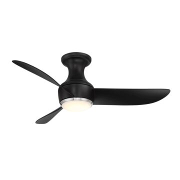 Modern Forms Corona 44" Flush Mount Ceiling Fan in Matte Black with Brushed Nickel Trim