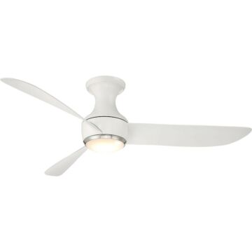 Modern Forms Corona 52" Flush Mount Ceiling Fan in Matte White with Brushed Nickel Trim
