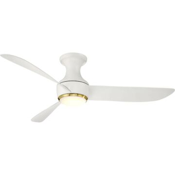 Modern Forms Corona 52" Flush Mount Ceiling Fan in Matte White with Soft Brass Trim