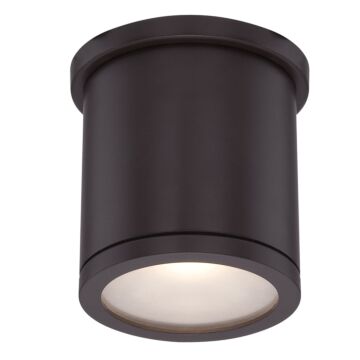 Tube 1-Light LED Flush Mount Ceiling Light in Bronze