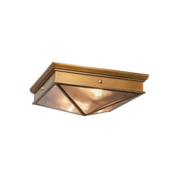 Cairo Two Light Flush Mount in Ribbed Glass Vintage Brass by Alora