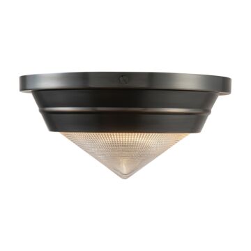 Willard One Light Flush Mount in Urban Bronze Prismatic Glass by Alora