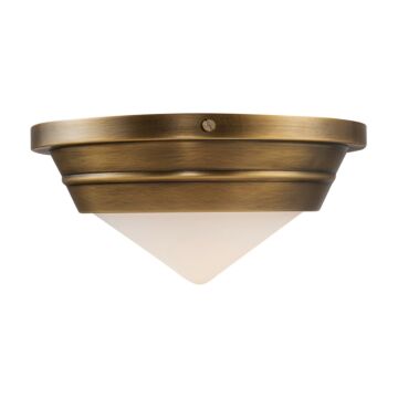 Willard One Light Flush Mount in Vintage Brass Opal Matte Glass by Alora