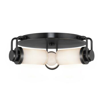 Wynwood Three Light Flush Mount in Urban Bronze Glossy Opal by Alora