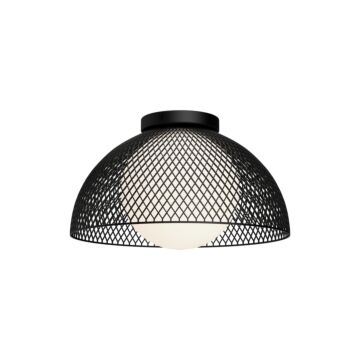 Haven One Light Flush Mount in Matte Black Opal Matte Glass by Alora