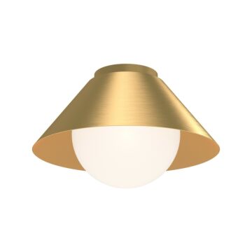 Remy One Light Flush Mount in Brushed Gold Opal Glass by Alora