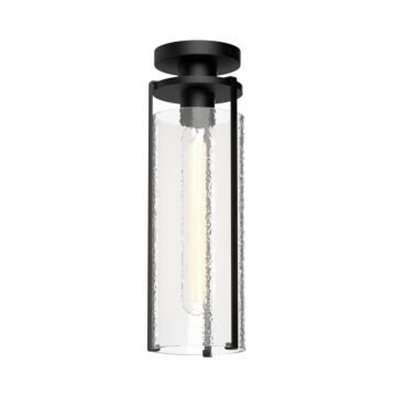Belmont One Light Flush Mount in Clear Water Glass Matte Black by Alora