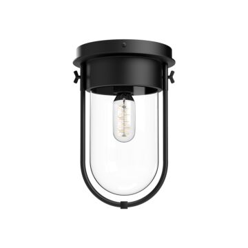 Cyrus One Light Flush Mount in Clear Glass Matte Black by Alora