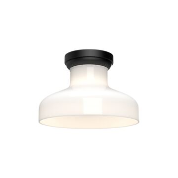 Westlake One Light Flush Mount in Glossy Opal Glass Matte Black by Alora