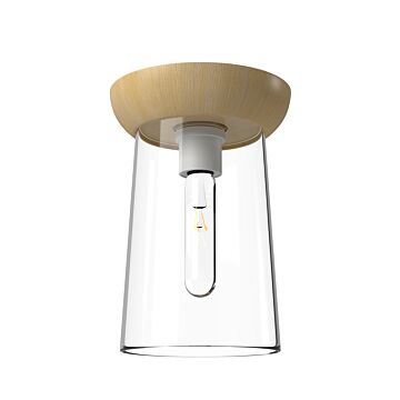 Emil One Light Flush Mount in White White Oak by Alora