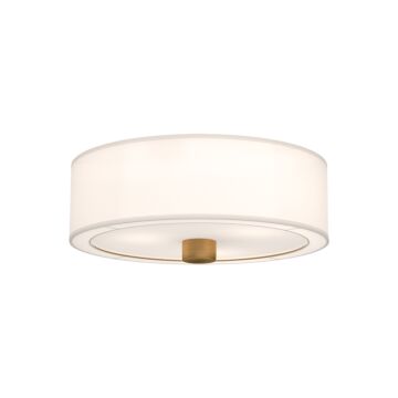 Theo Three Light Flush Mount in Aged Gold White Linen by Alora