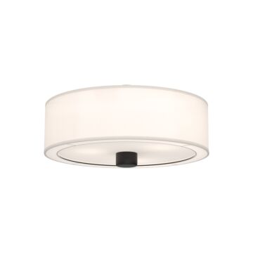 Theo Three Light Flush Mount in Matte Black White Linen by Alora