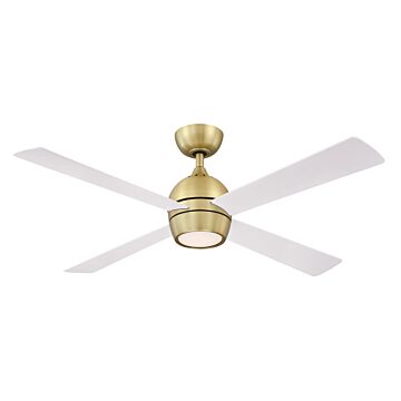 Fanimation Kwad 52 Inch LED Indoor Ceiling Fan in Brushed Satin Brass with Opal Frosted Glass