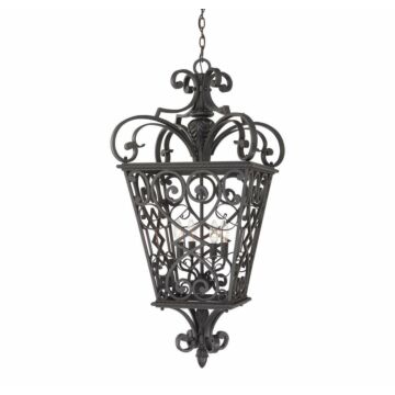 Fort Quinn Four Light Outdoor Hanging Lantern in Marcado Black by Quoizel