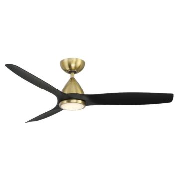 Modern Forms Skylark Downrod ceiling fan in Soft Brass with Matte Black