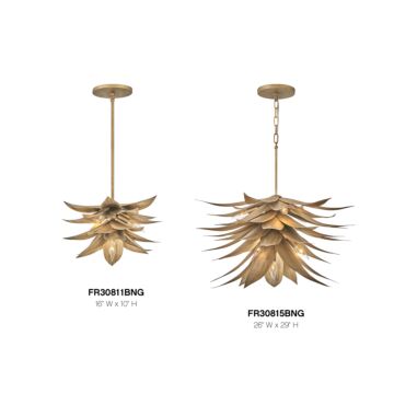 Fredrick Ramond Agave 4-Light Pendant In Burnished Gold