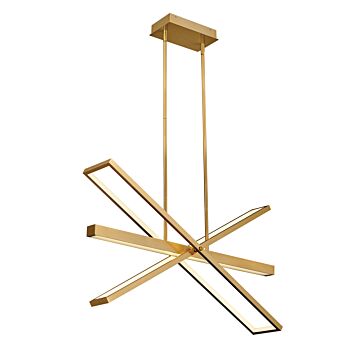 Fredrick Ramond Tangent Linear Chandelier In Lacquered Brass