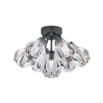 Fredrick Ramond Elise 7-Light Semi-Flush Ceiling Light In Black*