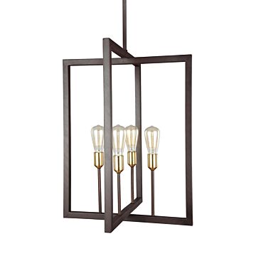 Finnegan Four Light Chandelier in New World Bronze by Visual Comfort Studio