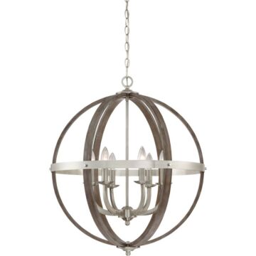 Fusion Six Light Foyer Pendant in Brushed Nickel by Quoizel