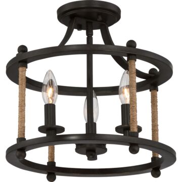 Frontier Three Light SemiFlush Mount in Imperial Bronze by Quoizel