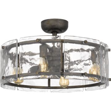 Fortress Four Light Fandelier in Mottled Silver by Quoizel