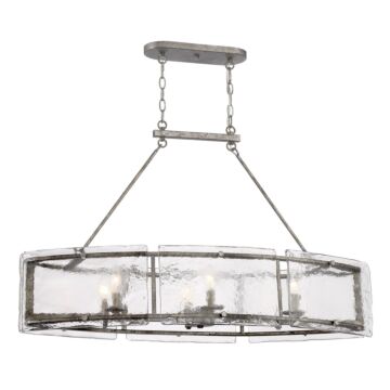 Fortress Six Light Island Chandelier in Mottled Silver by Quoizel