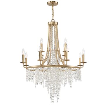 Gabrielle 12 Light Chandelier in Antique Gold by Crystorama