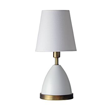 Geo 1-Light Table Lamp in White With Weathered Brass Accents