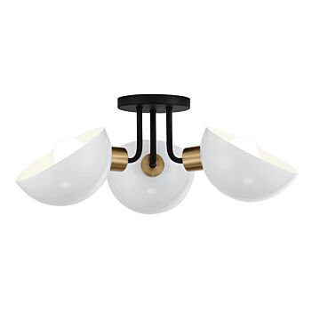 Gigi Three Light Semi Flush Mount in Black   Aged Brass by Crystorama