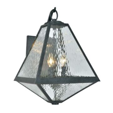Glacier Three Light Outdoor Wall Sconce in Black Charcoal by Crystorama