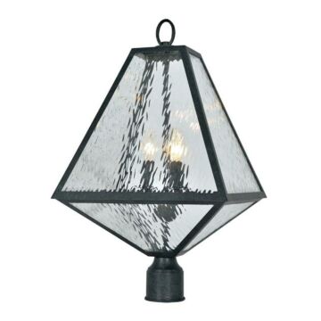 Glacier Three Light Outdoor Post Mount in Black Charcoal by Crystorama