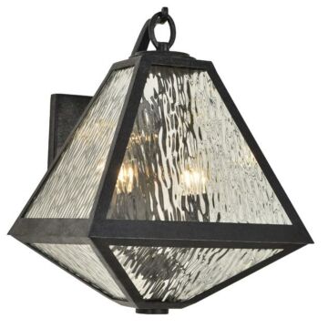 Glacier Two Light Outdoor Wall Sconce in Black Charcoal by Crystorama