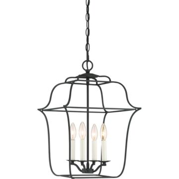 Gallery Four Light Foyer Pendant in Royal Ebony by Quoizel